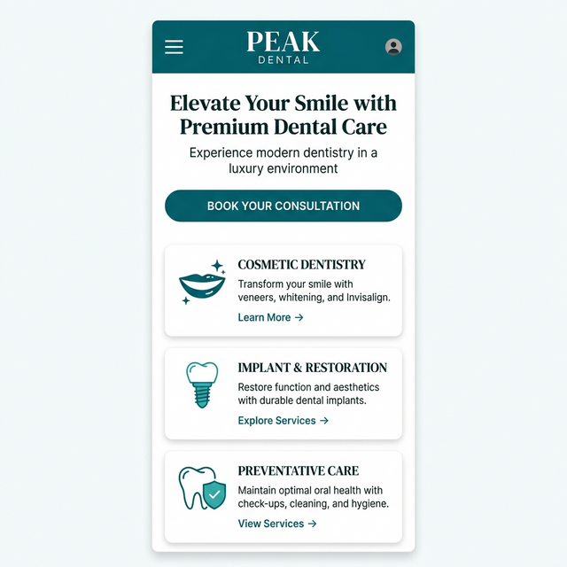 Vista móvil de ClinicaPro Dental